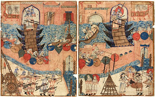 Fall Of Baghdad (Diez Albums). A leading official's failed attempt to escape by boat from the city (center right)
