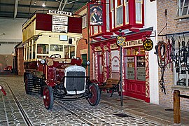 Thornycroft Type J bus in the Milestones Museum, Basingstoke