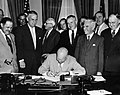 Eisenhower signing HR7786, June 1, 1954, this ceremony changed Armistice Day to Veterans Day.