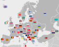 Map of Europe with flags