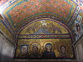 Mosaic in Zeno Chapel with Paschalis' mother Theodora and the Lamb of God