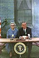 Lyndon B. Johnson at the Elementary and Secondary Education Act signing ceremony, with his childhood schoolteacher Ms. Kate Deadrich Loney