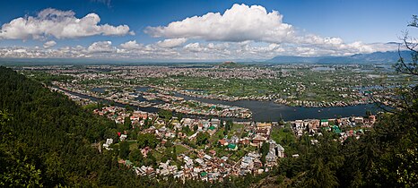 Dal Lake and the city of Srinagar from Shankaracharya Hill.