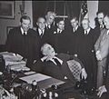 Roosevelt and his aides after he signed the declaration of war. December 8, 1941