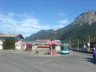 Oberstdorf railway station (in South of Germany), bus to valley Kleinwalsertal