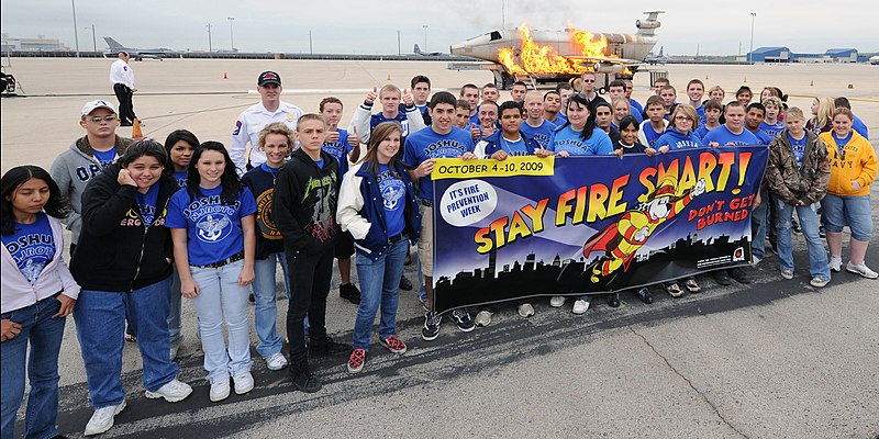 File:US Navy 091007-N-4781D-001 Junior Reserve Officer Training Corps students from Joshua High School, Joshua, Texas, visit the fire station on board Naval Air Station Fort Worth Joint Reserve Base, Texas, during Fire Prevention We.jpg