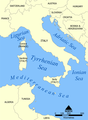 Ligurian Sea, Italy and Mediterranean Sea, map
