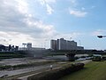 Otabe Ōhashi Bridge, which spanned in the downstream of Muromi River, is on the boundary between Sawara and Nishi wards of Fukuoka city 福岡市早良区と西区境を流れる室見川に架かる国道202号の小田部大橋