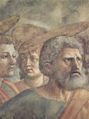 Deutsch: Szenen aus dem Leben Petri, Szene: Der Zinsgroschen, Detail: Petrus von Masaccio, 1425-1428