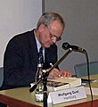 Wolfgang Gust (German historian) signing his book about the Armenian Genocide, in Mülheim, Germany, 2006.