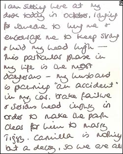 The note written by Diana, Princess of Wales to her butler Paul Burrell