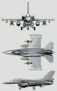 F-16 Fighting Falcon Three-View