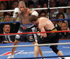Yuri Foreman (right) goes down in fourth round during title bout vs. Miguel Cotto.