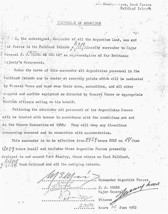 Falklands Surrender Document