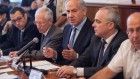 Prime Minister Benjamin Netanyahu (center) attending a weekly cabinet meeting in July (photo credit: Uri Lenz/Flash90)