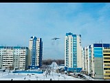 Низколетящий транспортный ИЛ-76 Оренбург 15.02.2014 (low-flying IL-76 over the City)