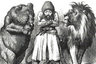 Карикатура времён Большой игры. Афганский эмир Шир-Али между Россией (медведь) и Англией (лев)