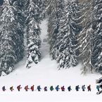 Eine Gruppe von Schneeschuhläufern in der Nähe von Davos.