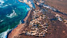 Aerial view of 3 Mile Camp on Gnaraloo Station