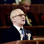 «Die Mauer ist erforderlich, um die DDR vor Räubern zu schützen»: Erich Honecker konnte sich eine DDR ohne den «antifaschistischen Schutzwall» nicht vorstellen (Archivaufnahme vom Oktober 1987).