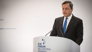 Mario Draghi spricht am EZB-Forum in Sintra.