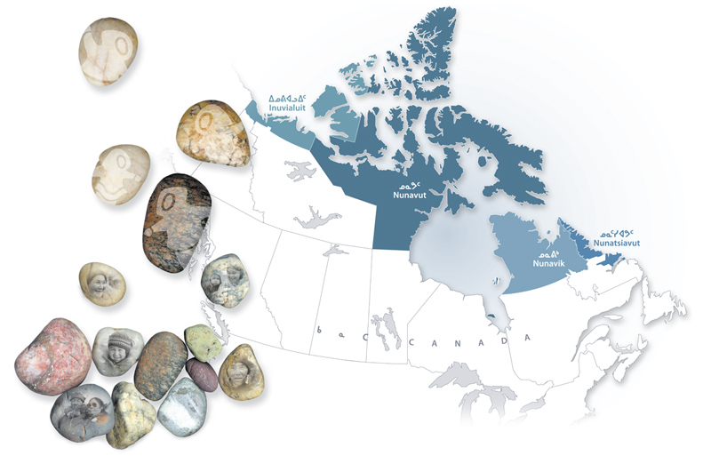 Decorative map of Inuit regions in Canada