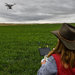 An organic farmer in northern Colorado uses a drone equipped with a camera to survey farmland.
