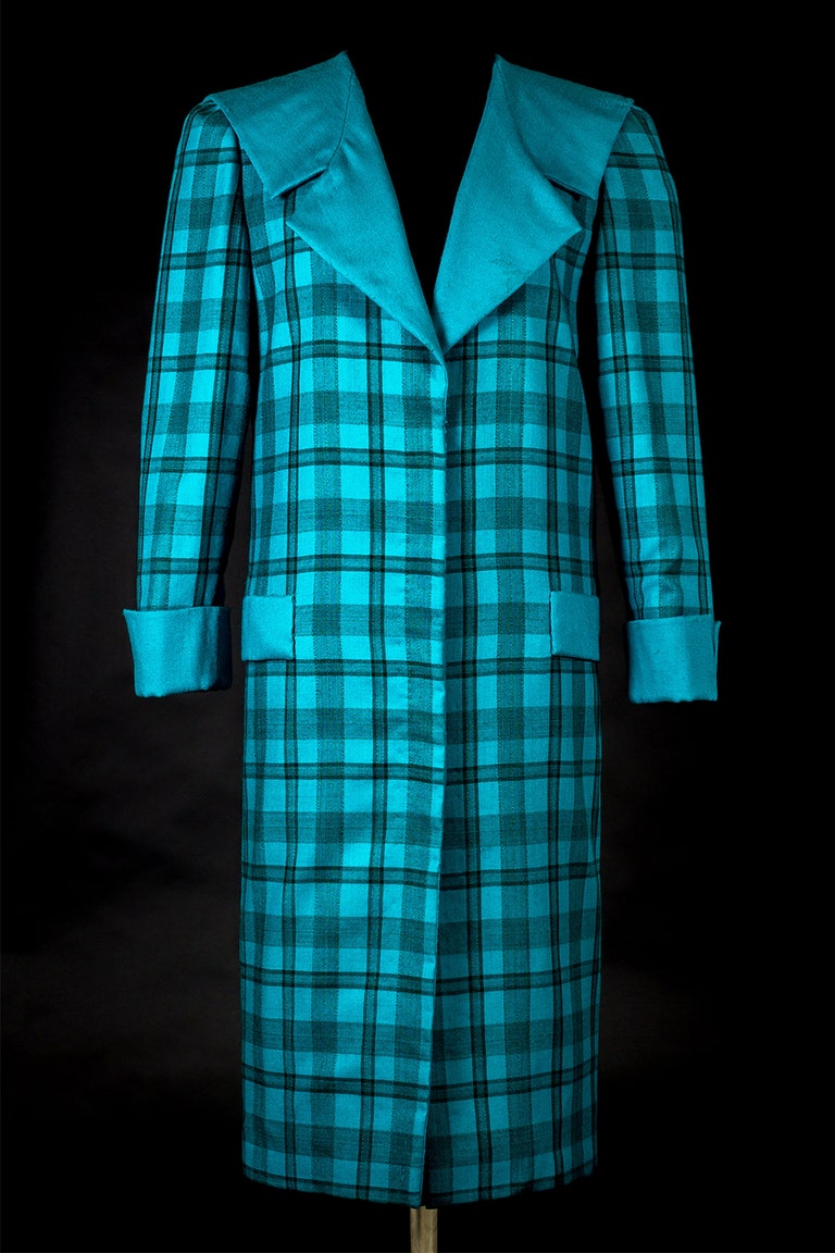 A daytime blue tartan suit by Emanuel