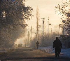 Люди идут по дороге в селе Ленинское. Архивное фото