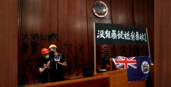 Protesters break into the Legislative Council building during the anniversary of the handover on Monday last week. Photo: Reuters