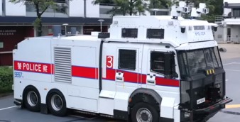 Police recently unveiled specialized crowd management vehicles equipped with water cannons. Photo: HK Police/Facebook