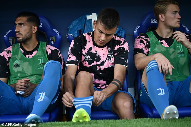 Paulo Dybala (centre) was on the bench for Juve as transfer rumours continue to swirl