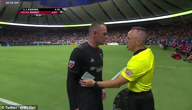 Wayne Rooney voiced his frustrations with the MLS fourth official when he left the field of play