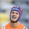  Kalyn Ponga of the Knights looks on.