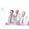 A courtroom sketch of Bradley Edwards, drawn on the first day of his murder trial. 