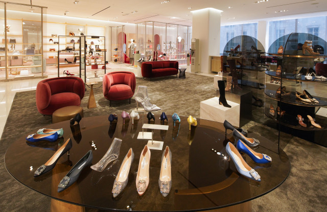 Designer shoes at the Nordstrom women’s flagship in Manhattan.