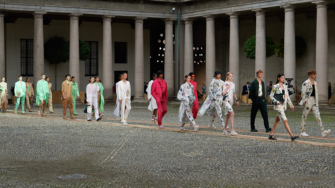 Hugo Boss' outdoor show in Milan, showing the brand's Spring/Summer 2021 collection.