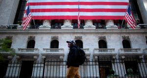 Technology stocks pushed Wall Street indices sharply higher on in early trading on Wednesday as the initial vote count pointed to a close race for the White House. Photograph: Kena Betancur/AFP