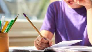 Boy studying at home