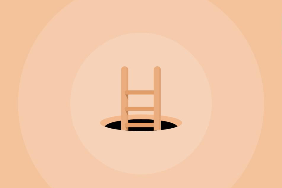 drawing of a ladder coming out of a hole