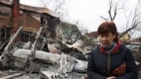 Разрушенный снарядами жилой дом в Киеве