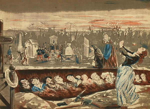 Victimes enterres dans une fosse commune du cimetire de Montmartre le 4 dcembre 1851, anonyme, Paris, muse Carnavalet, 1851.