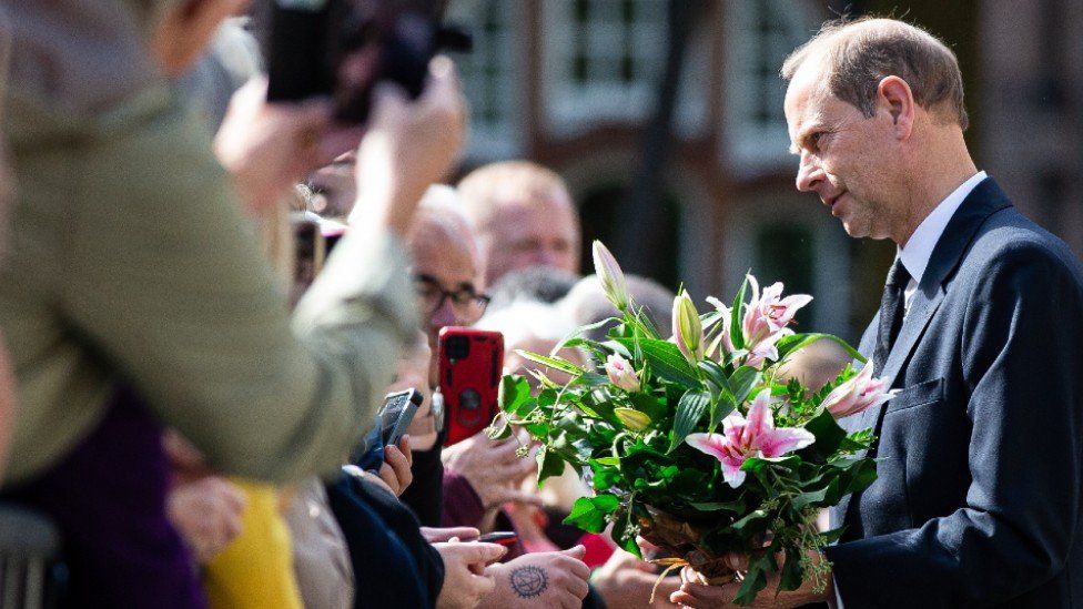 Prince Edward greeting people in Manchester