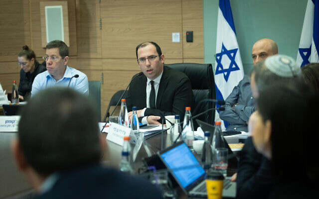 File: MK Simcha Rothman, head of the Knesset's Constitution, Law and Justice Committee, at the Knesset on February 12, 2023 (Yonatan Sindel/Flash90)