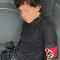 A teenage boy arrested for trying to attack a school in Brazil while wearing a Nazi armband on February 13, 2023 (Monte Mor city)