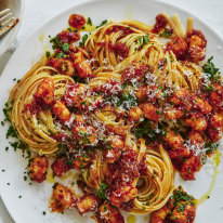 Prawn and butter linguine,