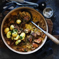 Cider pork stew.