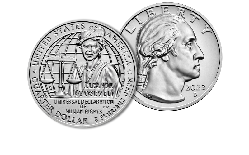 Eleanor Roosevelt Quarter reverse and obverse