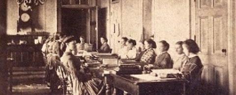 1800's women in counting room