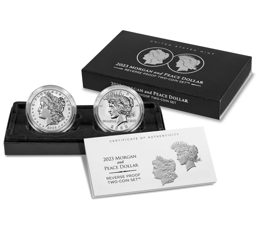 Morgan & Peace Dollar 2023 Two-Coin Reverse Proof Set